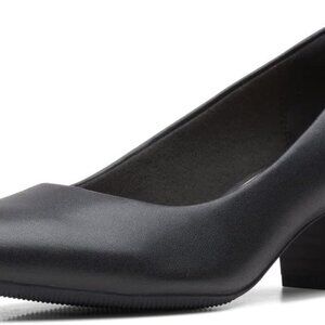 Women’s Leather Step Pump Size 10 Wide Black Rubber Sole Casual Dress Shoe